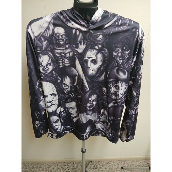 Other - " HORROR HOODIE " UNISEX‎ MEDIUM SIZE BLACK AND WHITE NYLON BLEND PULLOVER